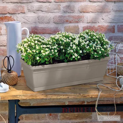 Produktbild von Venezia Blumenkasten Balkonkasten mit integriertem Untersetzer, taupe, 40 cm