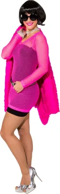 80er & 90er Netzkleid Elastisches Netzshirt Pink für Damen