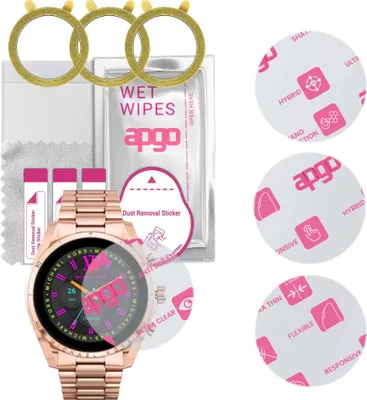 Produktbild von apgo 3 Stück Schutzglas, klar, kompatibel mit Michael Kors MKT5133V  Smartwatch, Hybrid 8H, Ersatz für Hartglas, Displayschutzglas, Bildschirmschutz, Displayschutz, kratzfest