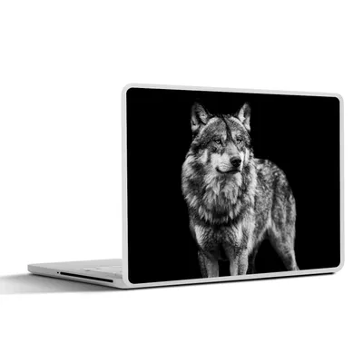 Produktbild von MuchoWow® Laptop Aufkleber Sticker Cover Wolf - Tiere - Wild - Schwarz - Weiß 30x21 cm - Sticker für Laptop - Selbstklebend