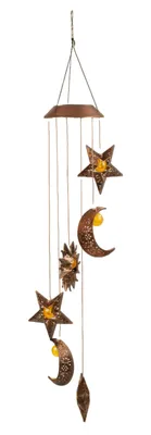 Produktbild von Solarbetriebenes Windspiel mit Sonne, Mond und Sternen - LED-beleuchtet, 84cm