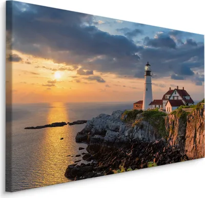Zdjęcie produktu dla Obraz do salonu LATARNIA MORSKA pejzaż 3D modny Krajobraz 120x80cm