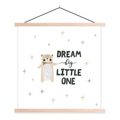 Produktbild von MuchoWow® Textilposter Zitate - Sprichwörter - Baby - Träume groß und klein - Kinder - Kinder 40x40 cm mit holzfarbenen Rahmen - Posterleiste