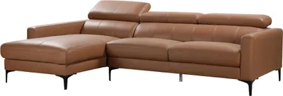 Produktbild von FLORECNE Ecksofa aus Büffelleder - Farbe camel - Linkes Ecksofa