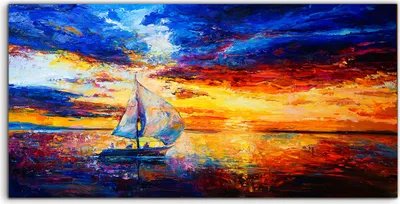 Produktbild von Coloray Acrylbild 120x60  Wandbild Acrylbilder Meer landschaft Schiff Segel bunt Meer