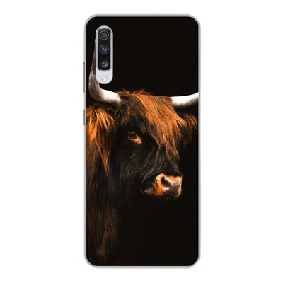 Produktbild von MuchoWow® Handyhülle Schutzhülle Hülle für Samsung Galaxy A70 Schottischer Highlander - Vlies - Kuh Silikon Softcase Handy Hülle - Schutzhaube