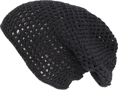 Produktbild von Beanie, Baumwoll-Häkelmütze - Schwarz, Uni, Baumwolle, Mützen