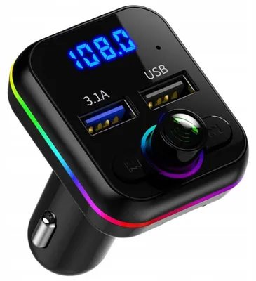 Obrázok produktu pre BLUETOOTH vysielač do auta s FM rádiom, 2x USB port a RGB podsvietením