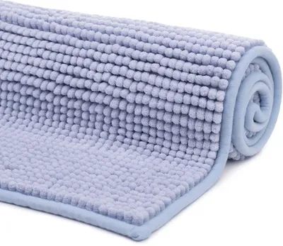 Produktbild von GÖZZE Chenille Badteppich superweicher saugfähiger rutschfester Mikrofaser-Badvorleger Silber 70 x 120 cm