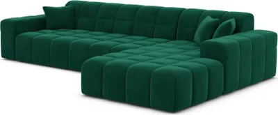 Produktbild von Samtstoff L-Form Sofa Nivara Smaragdgrün Rechts