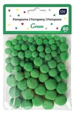 Obrázek produktu pro Dekorační pomponky, 80 ks, zelené – INTERDRUK