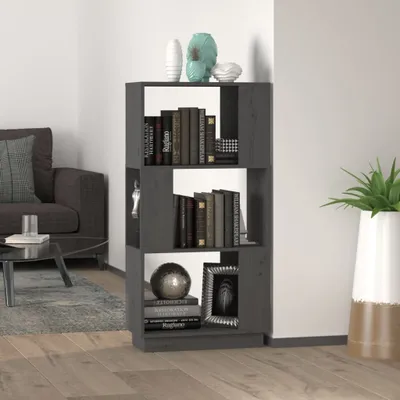 Produktbild von vidaXL Bücherregal/Raumteiler Grau 51x25x101 cm Massivholz Kiefer - Bücherregal - Bücherregale - Bücherschrank - Lagerregal