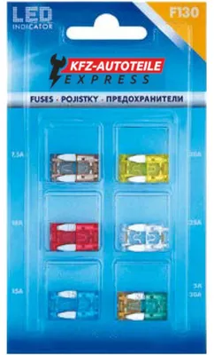 Mini-Flachsicherungen mit LED, 12er-Set, 3–30 A, 32 V