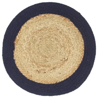 Produktbild von vidaXL Tischsets 4 Stk. Natur und Marineblau 38 cm Jute und Baumwolle