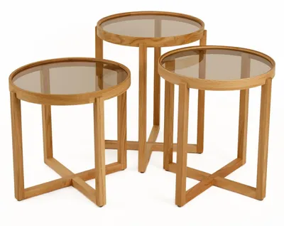 Produktbild von Skye Decor, Hochwertiger Nesting Tisch (3 Teile) - 100% Eiche, Sapphire Oak, 100% Melamin