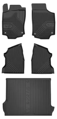 Imagen del producto de Alfombrillas de goma + bandeja de maletero para Opel Combo C 2001-2011 (van) – juego de 5 piezas, negras, a medida – Wielganizator