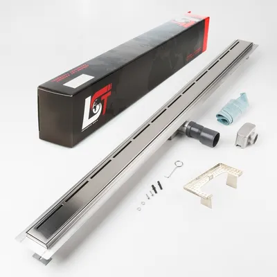 Produktbild von Duschrinne Linien 500x70mm Ablaufrinne Duschrost mit Edelstahl Siphon Haarsieb