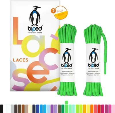Produktbild von biped LACES 2 Paar reißfeste Schnürsenkel aus Polyester rund  ø 4 mm z2914(#21 kelly green,75 cm)
