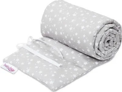 Produktbild von babybay Nestchen Piqué passend für Modell Boxspring XXL, perlgrau Sterne weiß