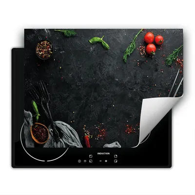 Produktbild von DarHaus Herdabdeckplatte 80x52 cm Anti Rutsch Matte Aufrollbar, schiefer - Gewürze - Chilli