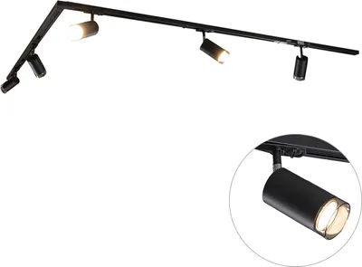 Produktbild von QAZQA - Modern Modernes Schienensystem I Spotlight I Deckenspot I Deckenstrahler I Strahler mit 5-flammig schwarzen Rauchglas-Spot I Spotlight I Deckenspot I Deckenstrahler I Strahler I Lampe I Leucht