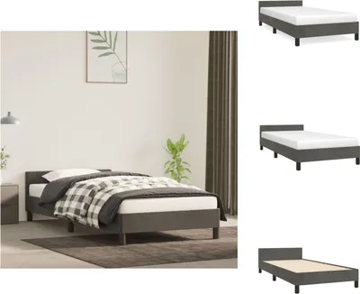 Produktbild von vidaXL Bettgestell mit Kopfteil Dunkelgrau 90x200 cm Samt -  Betten & Bettgestelle