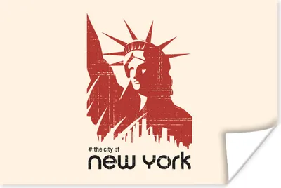 Produktbild von MuchoWow® Poster New York - Rot - Freiheitsstatue 120x80 cm - Bilder