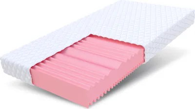 A cutaway view of a mattress showing its internal foam structure.