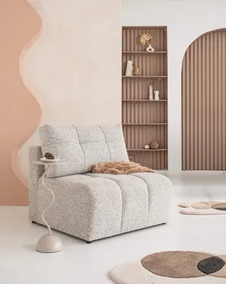 Produktbild von MIUFORM Lulu 1-Sitzer Modulares sofa – 96  x 96 cm - Salz und Pfeffer - Sofa Schlafsofa Couch Modulsofa