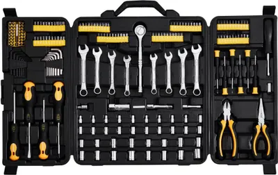 Image de Jeu d'outils pour mécanicien 221 pièces - Douilles 1/4" & 3/8" - SAE & métrique - Jeu d'outils professionnel pour mécanicien