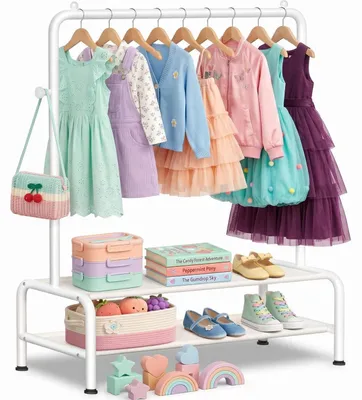 Produktbild von Kindergarderobe Metall mit 2 Ablagen Weiß 3-6 Jahre