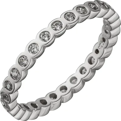 Produktbild von Memory-Ring Tennisring Damenring Zirkonia rundum 925 Silber rhodiniert B: 2,5mm Innenumfang 62mm  Ø19.7mm