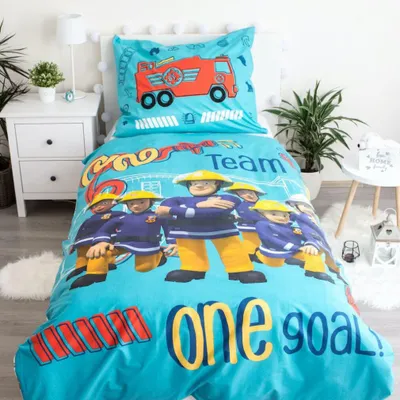 Produktbild von Kinderbettwäsche aus Baumwolle FIREMAN SAM TEAM, blau Bettwäsche-Dimension: 70 x 90 cm | 140 x 200 cm