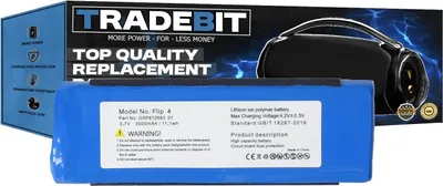 Immagine prodotto di Batteria Tradebit per JBL FLIP 4 da 3000 mAh e 3,7 V - Batteria di ricambio per altoparlante Bluetooth - Batteria agli ioni di litio
