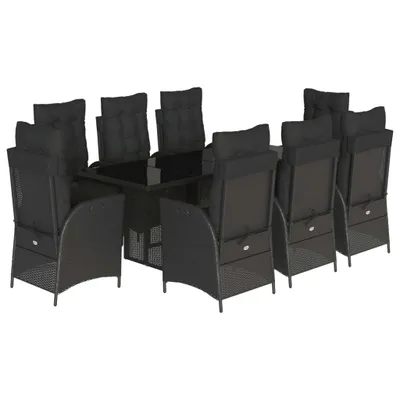 Produktbild von vidaXL 9-tlg. Garten-Essgruppe mit Kissen Schwarz Poly Rattan