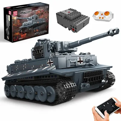 Produktbild von Mould King 20014 Ferngesteuert Tank Bausteine Modell, Technik Panzer Kit mit Fernbedienung und App Dual Control, Panzer Spielzeug Bausatz als Geschenk/Sammlerstücke (800+ Teile)