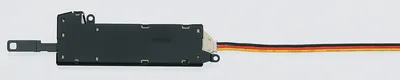 A close-up product shot of a railway switch drive with a cable.