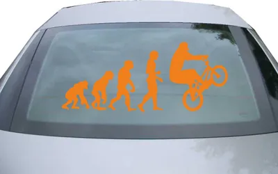 Produktbild von Indigos UG - Aufkleber Heckscheibe & Motorklappe DE7029 - orange - 600x252 mm - Evolution Fahrrad - Auto Scheiben Fenster Heckklappe Tuning Racing JDM - Die cut