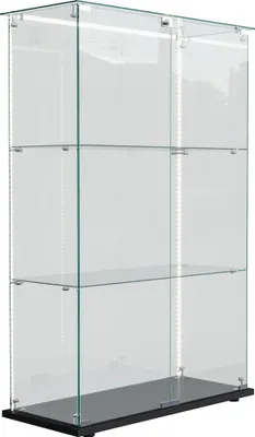 Image de Vitrine D'exposition En Verre Avec LED, 3 Étagères, 2 Portes, Colonne, 35 X 78,5 X 123,3 Cm, Noir