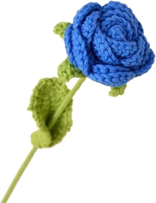 Productafbeelding van Gebreide Bloemen Boeket - Haak Bloemen Kunstbloemen - Woondecoratie - Handgemaakt met Garen - 40 cm Lengte - Diepblauw