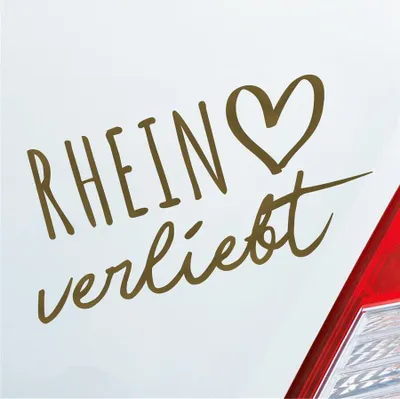 Produktbild von Auto Aufkleber Rhein verliebt Herz Fluss Wasser Water Liebe Car 19x10 cm Gold Sticker Heckscheibenaufkleber