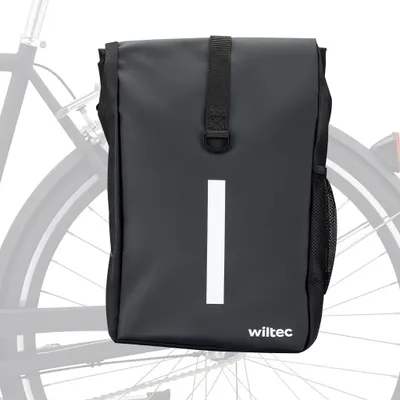 Image de Wiltec Sacoche étanche pour porte-bagages noir mat – capacité de 16 L – 47 x 24 x 13 cm – en PVC et polyester – pour vélos et vélos électriques – Sac de bicyclette – avec bandoulière amovible