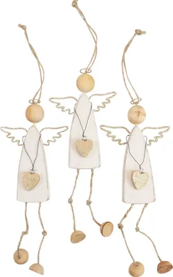 Produktbild von Weihnachtsengel Anhänger Holzdeko 22cm 3er-Set, 3 Stück