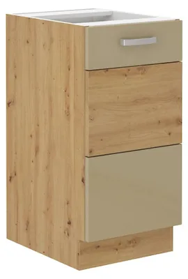Produktbild von Unterschrank 40 Eiche Artisan Cappuccino Hochglanz Küchenzeile Küchenblock Küche