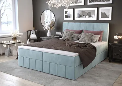 Obrázok produktu pre Boxspringová posteľ MADLEN - 160x200, svetlo modrá