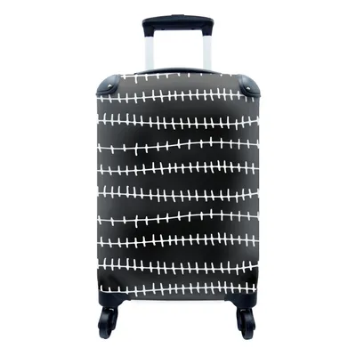 Produktbild von MuchoWow® Koffer Handgepäck Trolley Rollkoffer Kleine Reisekoffer mit 4 Rollen - Schwarz - Weiß - Muster - Cabin Size < 55x40x23 cm & 55x40x20 cm - Fotokoffer - Kabinenkoffer - Boardgepäck - Reise-Box - Reisekoffer - Reisegepäck - Koffer mit Bild - Trolley für Kinder