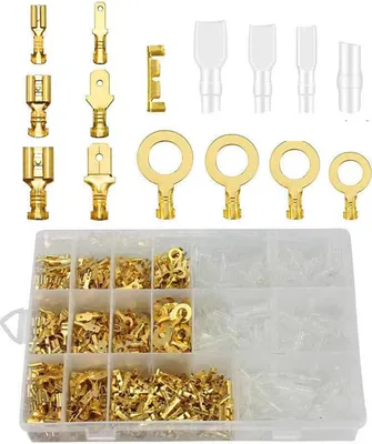 Obrázok produktu pre Žltý krimpovací svorkovnicový blok Set Transparentný ochranný kryt Samec Samice Dokovacia svorkovnica Konektor Kit 2.8 4.8 6.3 270Pcs 0.13kg / 4.6oz