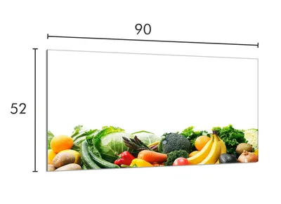 Imagen del producto de Placa de protección de vidrio para cocina, 90x52 cm, diseño de verduras