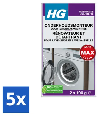 Produktbild von 5 x HG Wartungsmonteur für Waschmaschinen und Spülmaschinen 200 g - Vorteilspackung - 5 Stücke