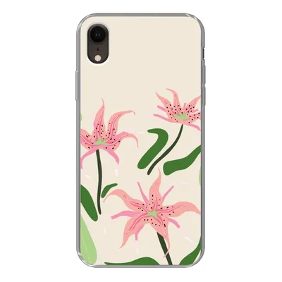 Produktbild von MuchoWow® Handyhülle Schutzhülle Hülle für iPhone XR Blume - Rosa - Blätter Silikon Softcase Handy Hülle - Schutzdeckel